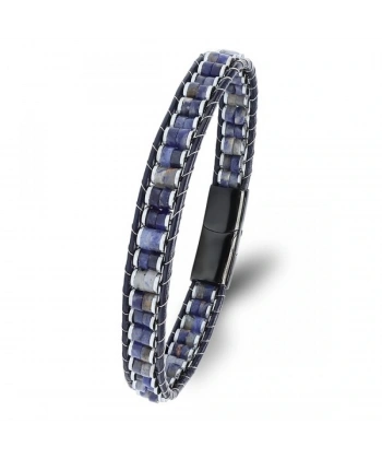 Moncuk Design Lapis & Hematit Çelik Örgülü Deri Bileklik 33512B22D10
