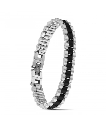 Moncuk Design Siyah Beyaz Ful Çelik Bileklik 33511G1D5M