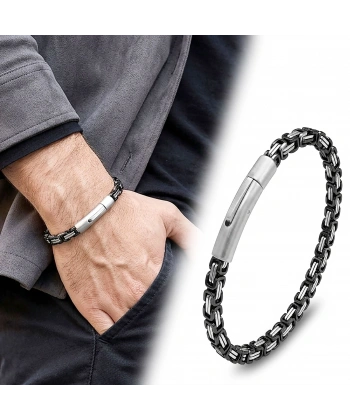Moncuk Design Siyah & Beyaz Tekli 4mm Kral Model Çelik Zincir Erkek Bileklik 33515B2D10