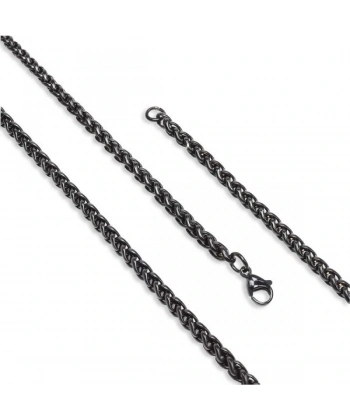 Moncuk Design Siyah Renk Çelik Kolye 4Mm 3351CEK016