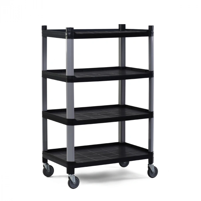 Plastik Raf 4 Katlı Açık Hareketli Siyah