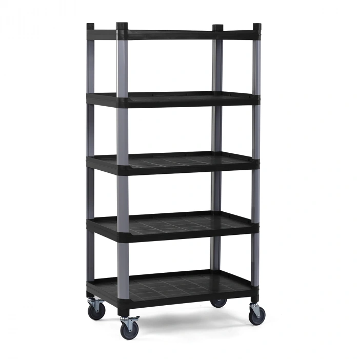 Plastik Raf 5 Katlı Açık Hareketli Siyah