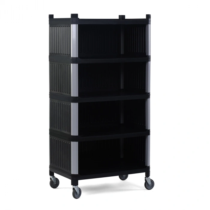 Plastik Raf 5 Katlı Kapalı Hareketli Siyah