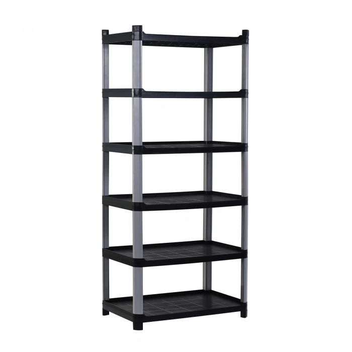 Plastik Raf 6 Katlı Açık Sabit Siyah