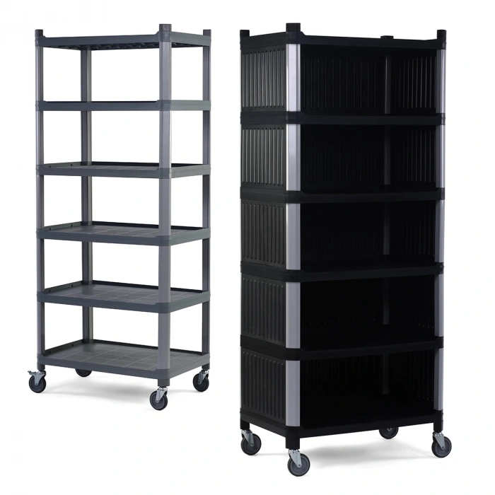 Plastik Raf 6 Katlı Kapalı Sabit Siyah