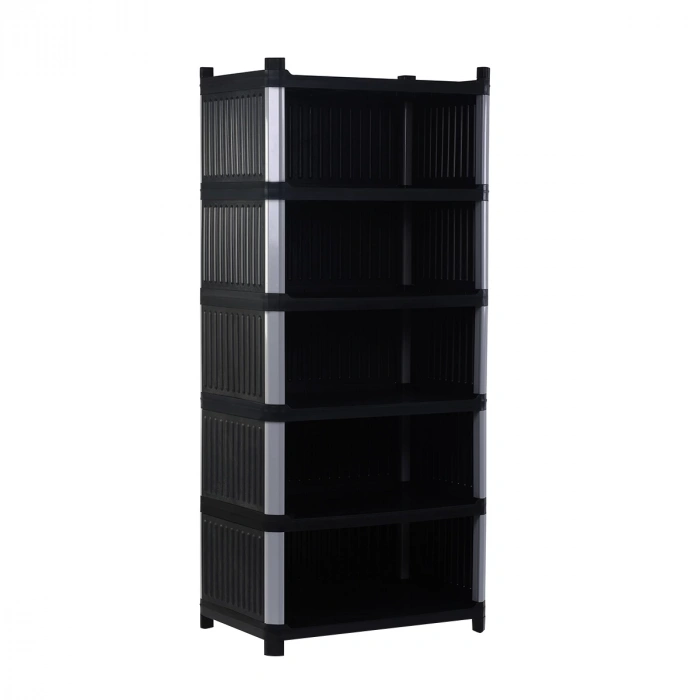 Plastik Raf 6 Katlı Kapalı Sabit Siyah