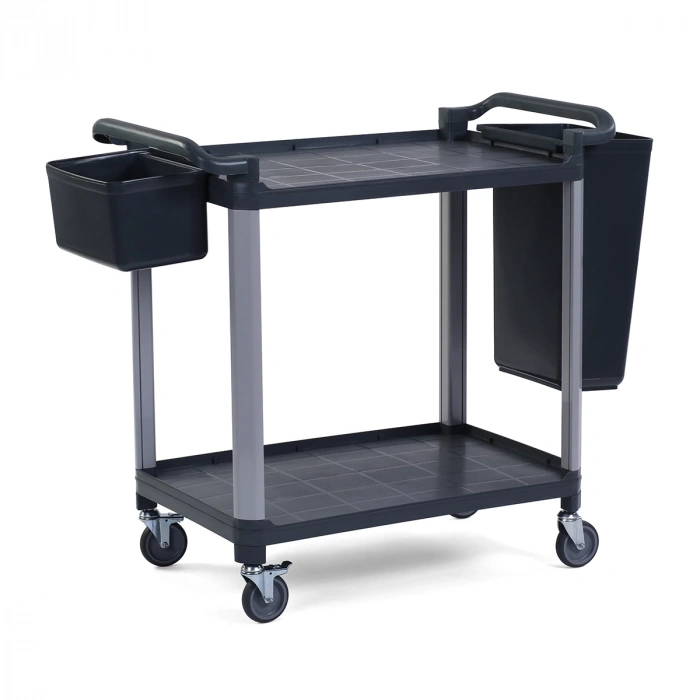 Plastik Servis Arabası 2 Katlı Açık Antrasit Gri