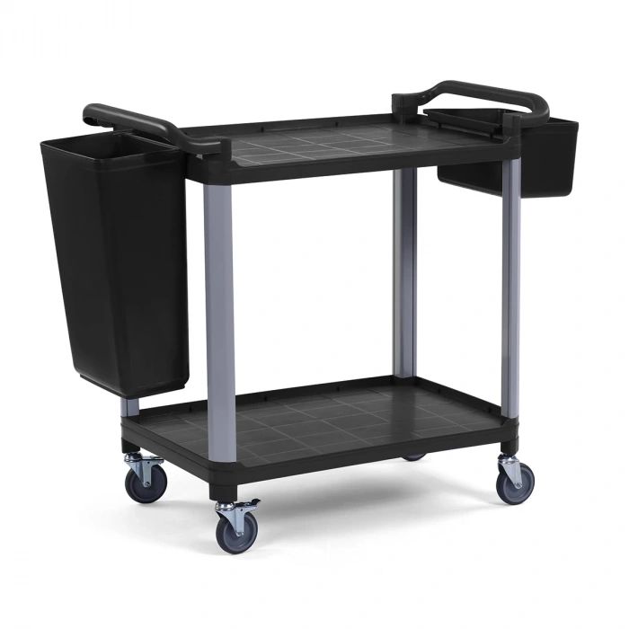 Plastik Servis Arabası 2 Katlı Açık Siyah
