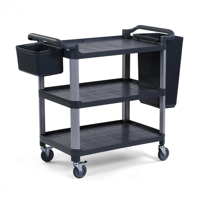 Plastik Servis Arabası 3 Katlı Açık Antrasit Gri