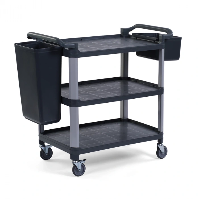 Plastik Servis Arabası 3 Katlı Açık Antrasit Gri