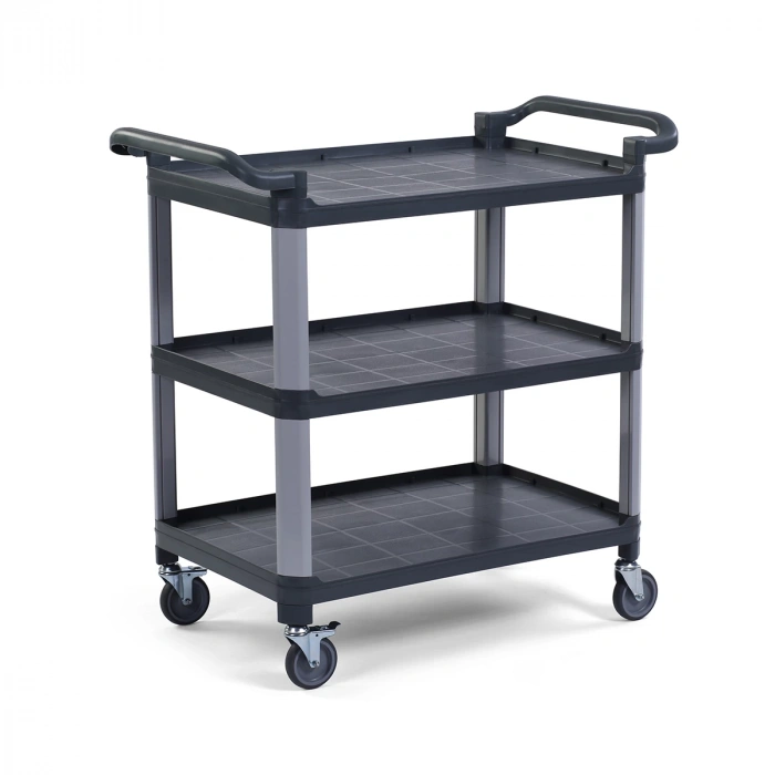 Plastik Servis Arabası 3 Katlı Açık Antrasit Gri