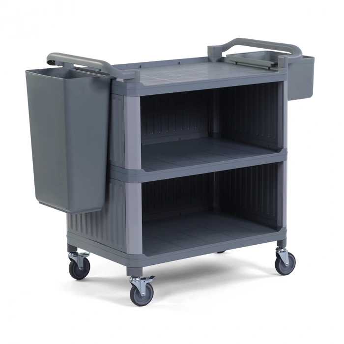 Plastik Servis Arabası 3 Katlı Kapalı Gri