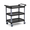Plastik Servis Arabası 3 Katlı Açık Siyah