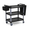 Plastik Servis Arabası 3 Katlı Açık Siyah