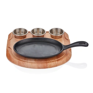 DÖKÜM DEMİR OVAL SAPLI FAJİTA 24*17CM +SOSLUKLU NİHALE