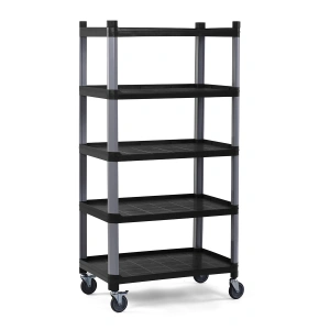 Plastik Raf 5 Katlı Açık Hareketli Siyah