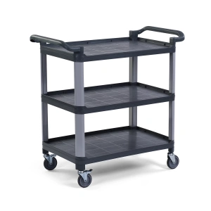 Plastik Servis Arabası 3 Katlı Açık Antrasit Gri