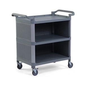 Plastik Servis Arabası 3 Katlı Kapalı Gri