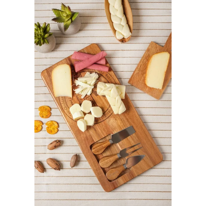 Mio - Akasya 4 Parça Peynir Sunum Tahtası Seti 3 Bıçaklı