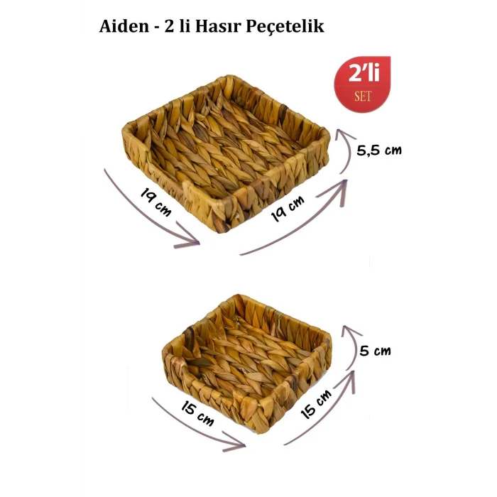Aiden - 2 li Hasır Su Sümbülü Peçetelik