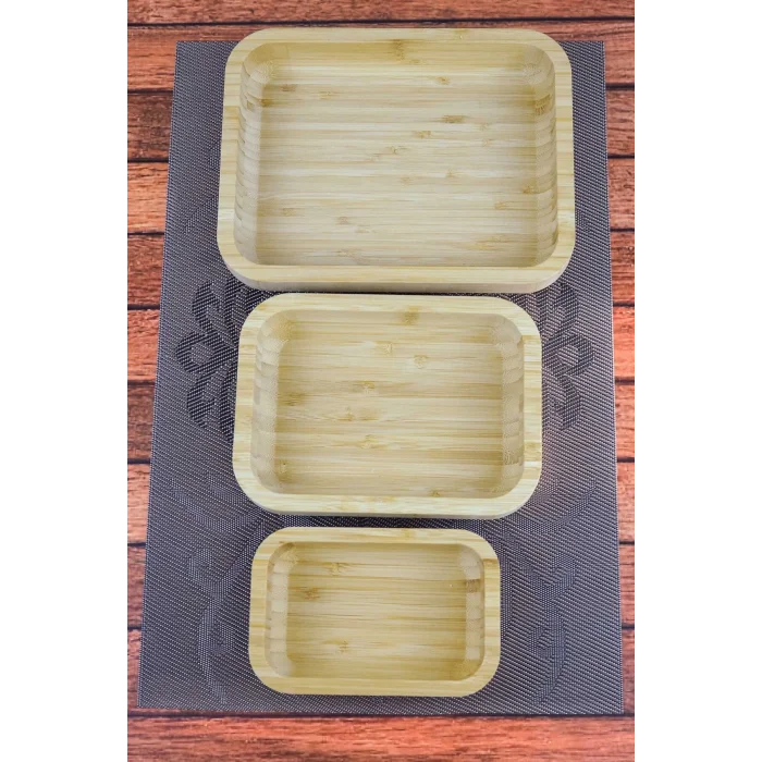 Mira - 3 lü Bambu Sunum Çerezlik, Kahvaltı, Kahve, Meyve Sunum, Servis Kasesi