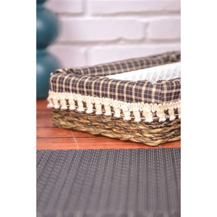 Gabi - Dekoratif El Örmesi 2 Bölmeli Hasır Kaşıklık