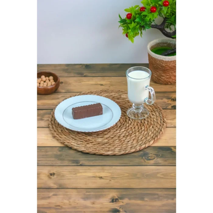 Bella - 2 Adet Dekoratif Naturel Hasır El Örmesi Amerikan Servis 35 Cm