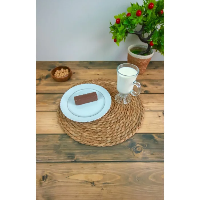 Bella - 2 Adet Dekoratif Naturel Hasır El Örmesi Amerikan Servis 35 Cm