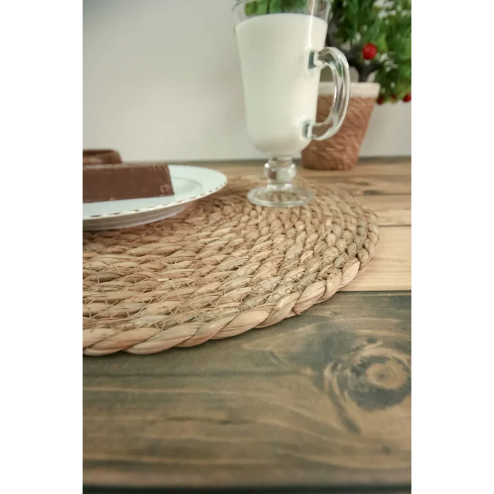 Bella - 2 Adet Dekoratif Naturel Hasır El Örmesi Amerikan Servis 35 Cm