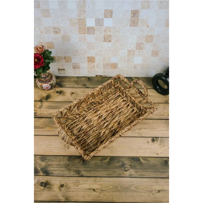 Mette - Dekoratif Doğal El Örgüsü Sepet, Meyvelik, Havluluk, Ekmek Sepeti, Banyo Organizer 47 Cm