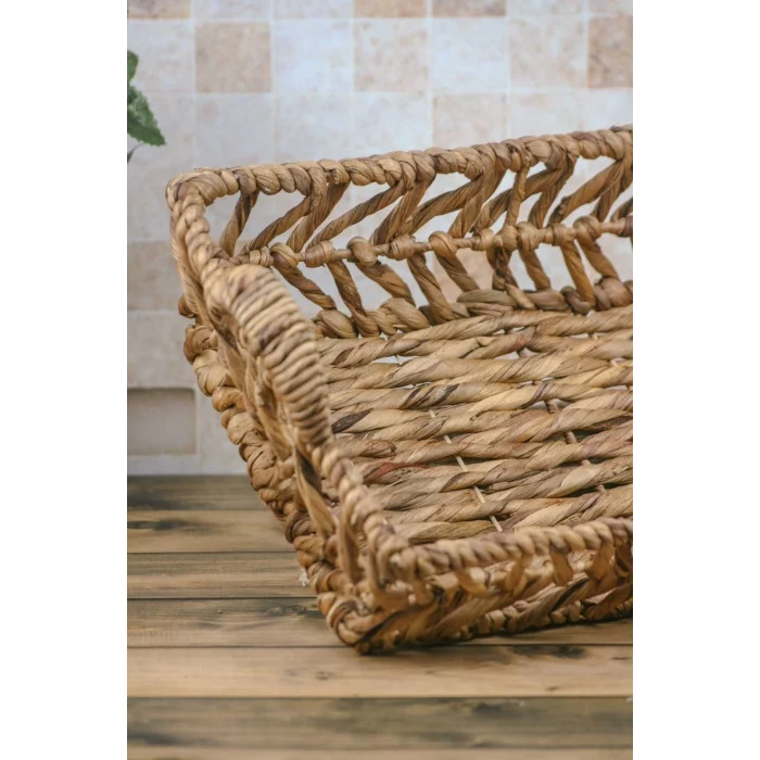Mette - Dekoratif Doğal El Örgüsü Sepet, Meyvelik, Havluluk, Ekmek Sepeti, Banyo Organizer 47 Cm