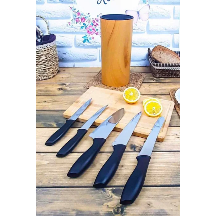 Perotti Coltello Bamboo 6 Parça Bıçak Seti Taba Yuvarlak