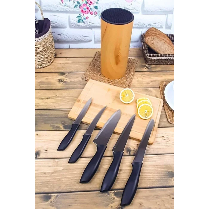 Perotti Coltello Bamboo 6 Parça Bıçak Seti Taba Yuvarlak