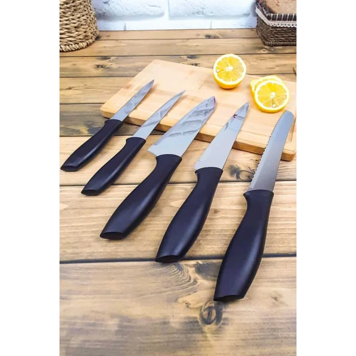 Perotti Coltello Bamboo 6 Parça Bıçak Seti Taba Yuvarlak