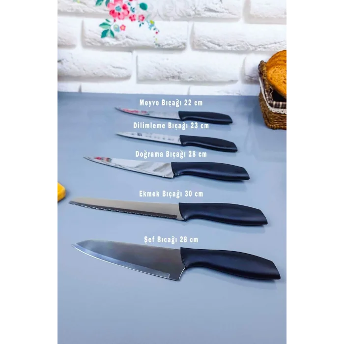 Perotti Coltello Bamboo 6 Parça Bıçak Seti Taba Yuvarlak