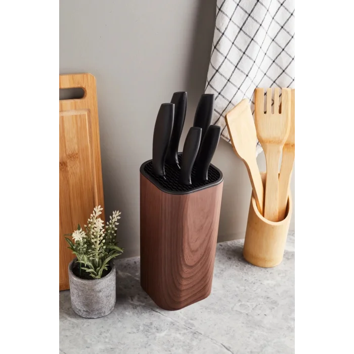 Perotti Coltello Wood 6 Parça Bıçak Seti Kahverengi Kare