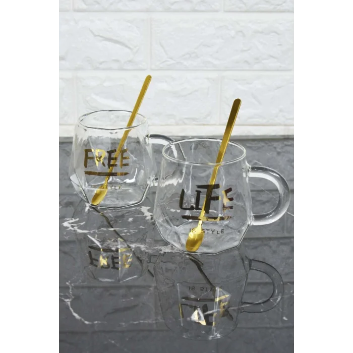 Life - 2 Kişilik Cam Kupa Seti
