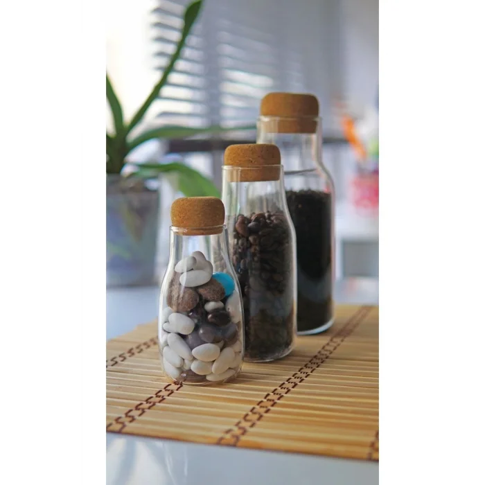 Sesa - 3lü Mantar Kapaklı Cam Baharatlık Seti