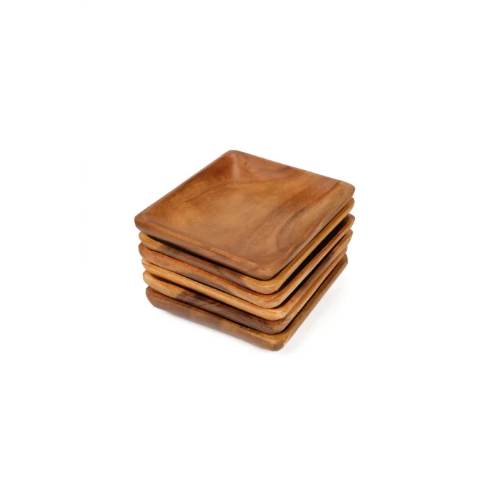 Bella - Akasya 6 Lı Kare Servis, Kahvaltı, Pasta, Sunum Tabak Seti