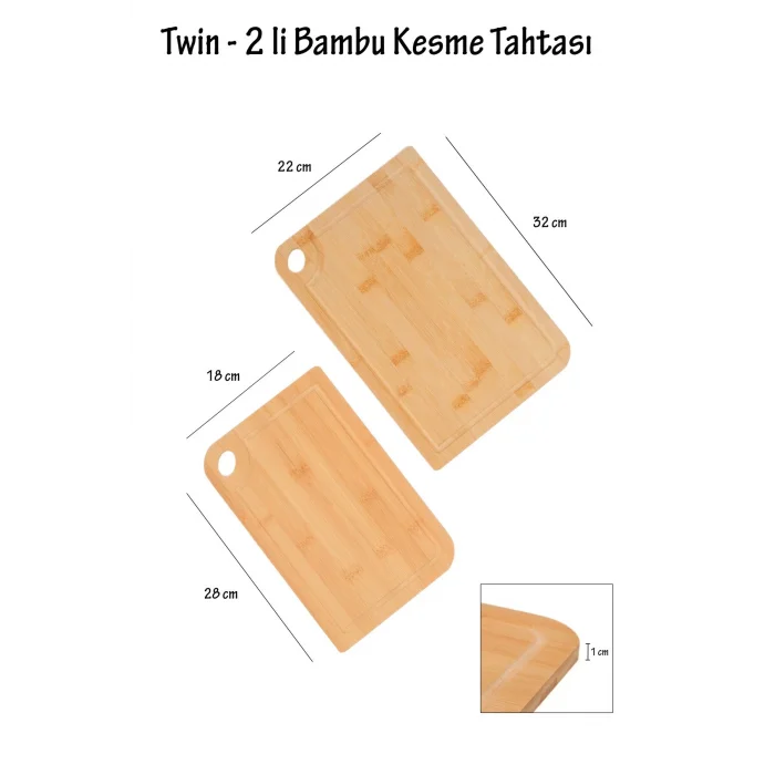 Twin - 2 li Bambu Kesme Tahtası