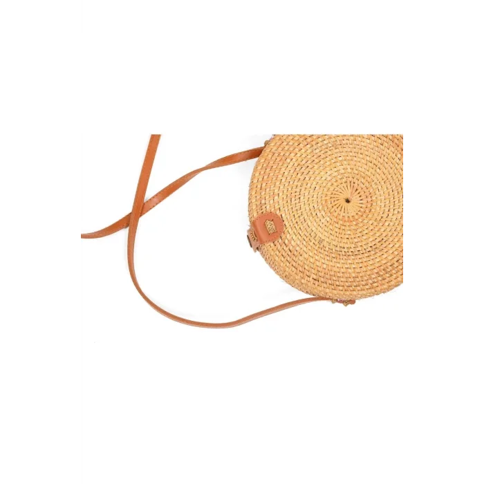 Daphne - Rattan El Yapımı Deri Askılı Hasır Omuz Çantası