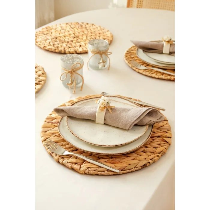 Anastasia - 4 Adet Pinterest Model Kalın Muz Hasırı Örgü Amerikan Sofra Servis, Sunum Supla