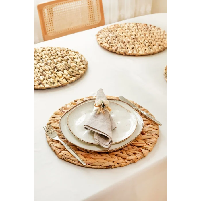 Anastasia - 4 Adet Pinterest Model Kalın Muz Hasırı Örgü Amerikan Sofra Servis, Sunum Supla