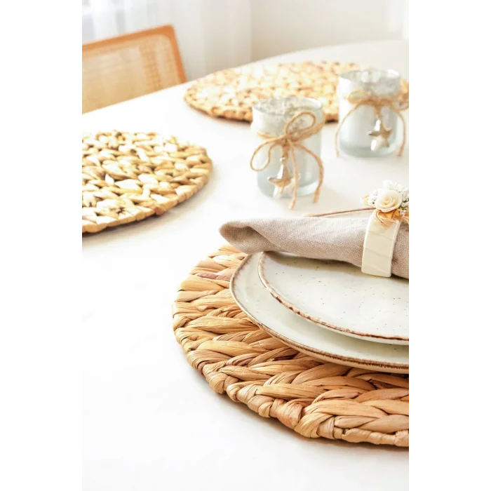 Anastasia - 4 Adet Pinterest Model Kalın Muz Hasırı Örgü Amerikan Sofra Servis, Sunum Supla