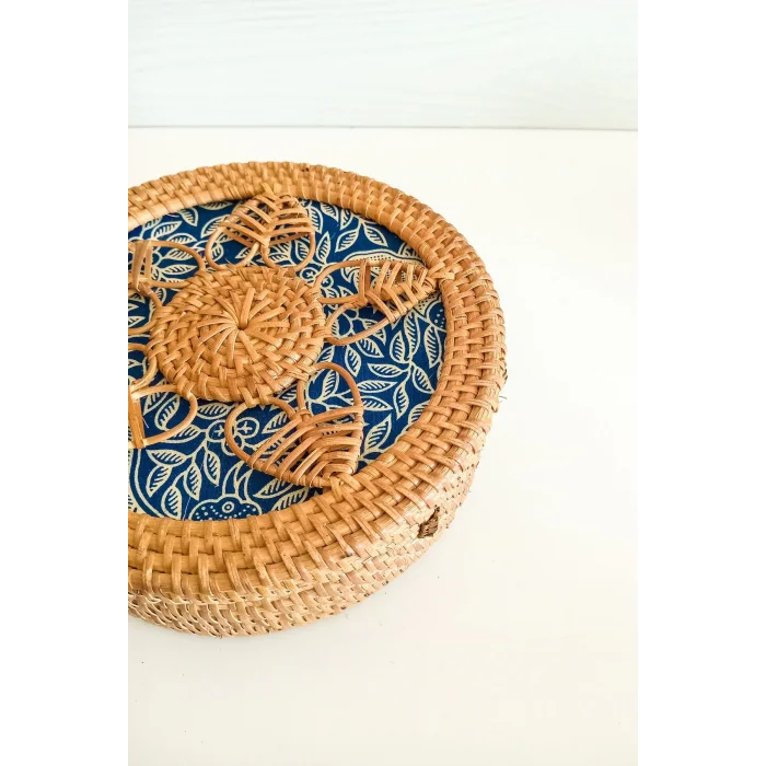 Melina - Rattan El Yapımı Deri Askı Detaylı Hasır Yuvarlak Omuz Çantası