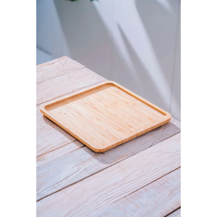 Mario - Bambu Lüks Kare Pasta Sunum Tabağı 25 x 25 cm