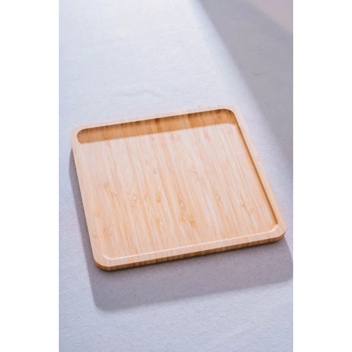 Mario - Bambu Lüks Kare Pasta Sunum Tabağı 25 x 25 cm