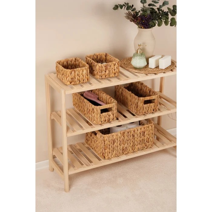 Fabiola - 5 li Hasır El Örgüsü Çok Amaçlı Dikdörtgen Organizer Sepet Seti