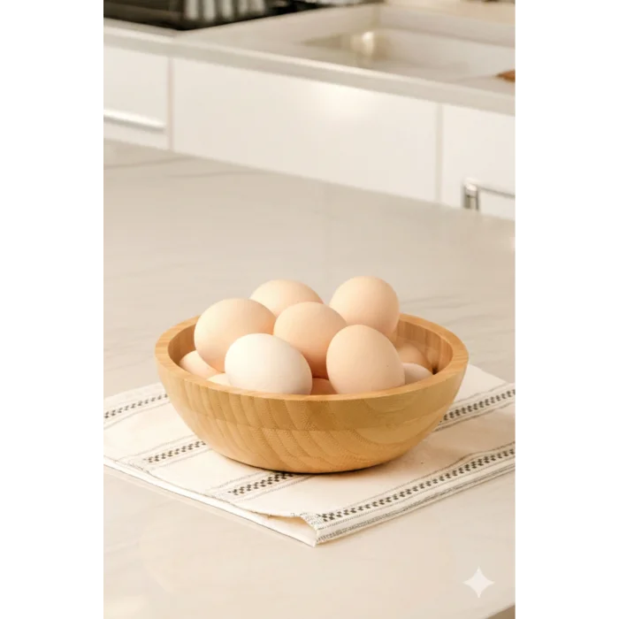 Mia - Bambu İkeanatural Salata Kasesi, Sunum Kasesi, Dekoratif Kase, İskandinav Kase 20 cm