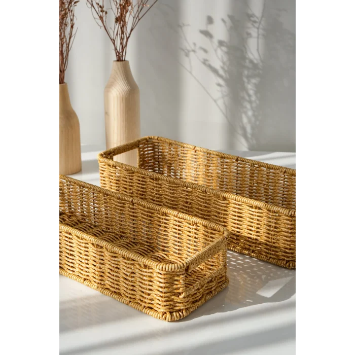 Gigi- 2 li Rattan Saklama Kutusu,Düzenleyici, Organizer, Takı Kutusu Seti